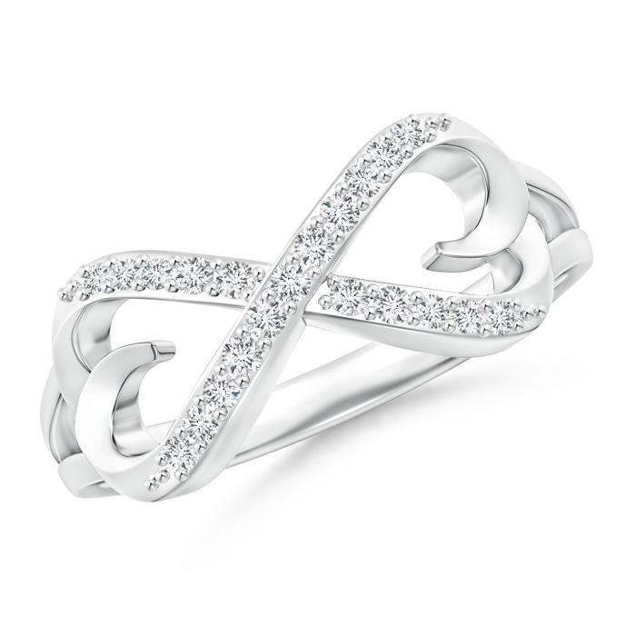 1.1mm GVS2 Split-Shank Round Diamond Infinity Heart Ring in White Gold 