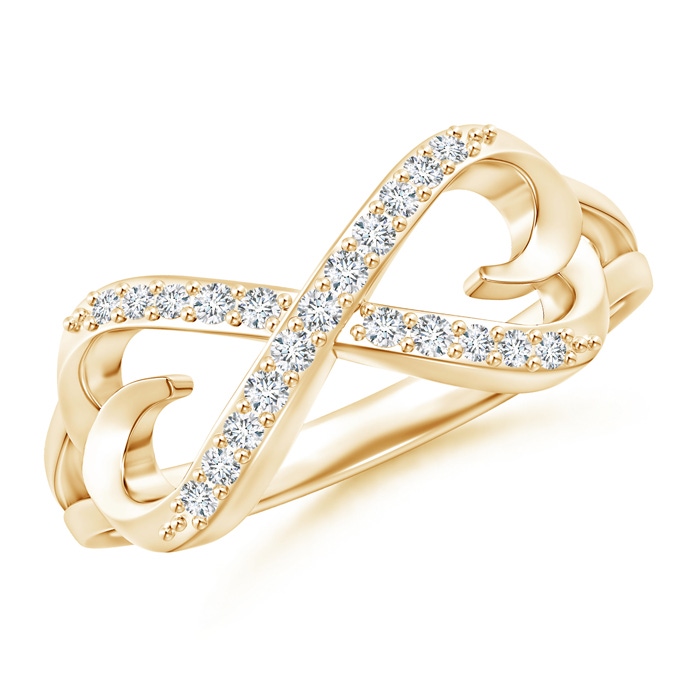 1.1mm GVS2 Split-Shank Round Diamond Infinity Heart Ring in Yellow Gold 