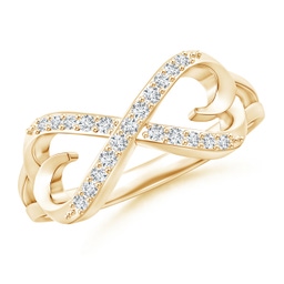 1.1mm GVS2 Split-Shank Round Diamond Infinity Heart Ring in Yellow Gold