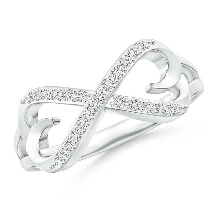 1.1mm HSI2 Split-Shank Round Diamond Infinity Heart Ring in White Gold 