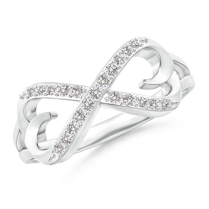 1.1mm IJI1I2 Split-Shank Round Diamond Infinity Heart Ring in White Gold 