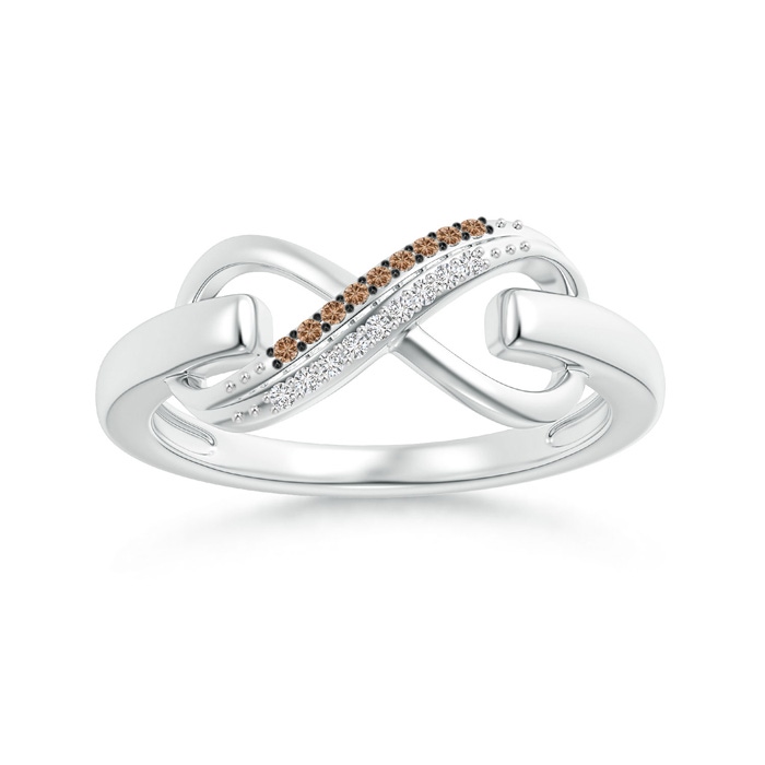 0.9mm AAA Twin-Row Coffee and White Diamond Infinity Link Ring in White Gold