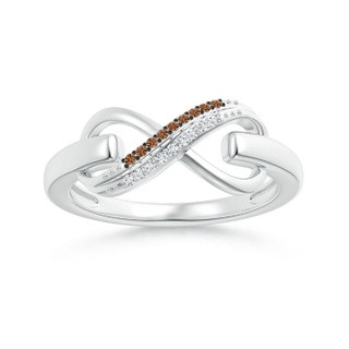 0.9mm AAAA Twin-Row Coffee and White Diamond Infinity Link Ring in White Gold
