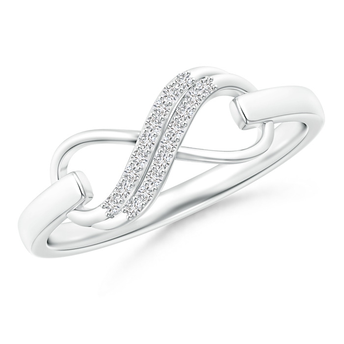 0.9mm HSI2 Twin-Row Diamond Swirl Infinity Link Ring in White Gold 