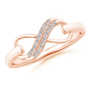 0.9mm IJI1I2 Twin-Row Diamond Swirl Infinity Link Ring in 9K Rose Gold
