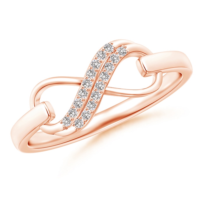 0.9mm IJI1I2 Twin-Row Diamond Swirl Infinity Link Ring in 9K Rose Gold 