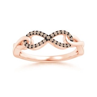 0.8mm A Coffee Diamond Interlocking Infinity Ring in 9K Rose Gold