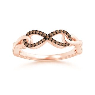 0.8mm AAA Coffee Diamond Interlocking Infinity Ring in 9K Rose Gold