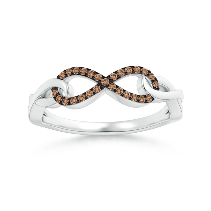 0.8mm AAA Coffee Diamond Interlocking Infinity Ring in White Gold 