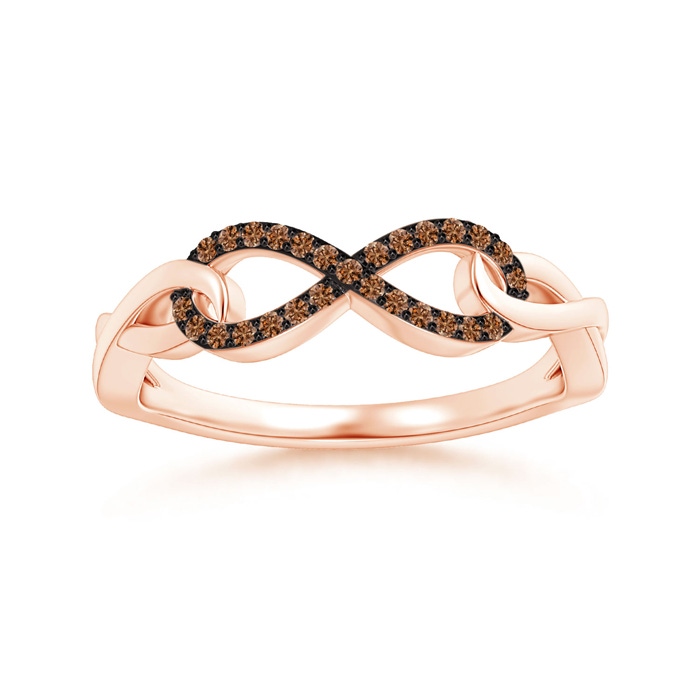 0.8mm AAAA Coffee Diamond Interlocking Infinity Ring in Rose Gold