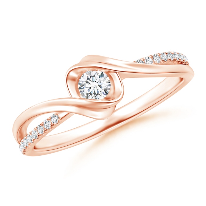 3.2mm GVS2 Round Solitaire Diamond Split Bypass Ring in Rose Gold 