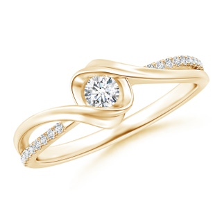 3.2mm GVS2 Round Solitaire Diamond Split Bypass Ring in Yellow Gold