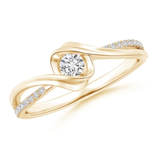 3.2mm HSI2 Round Solitaire Diamond Split Bypass Ring in 9K Yellow Gold