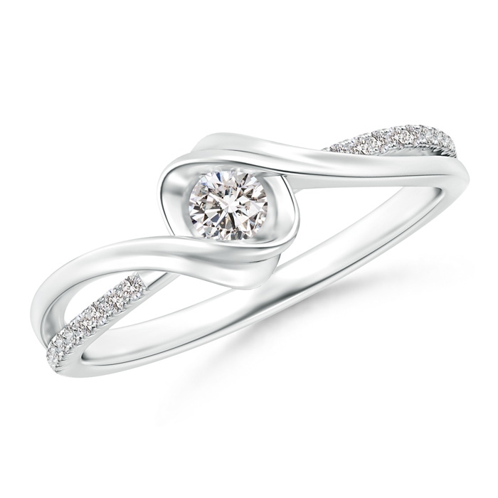 3.2mm IJI1I2 Round Solitaire Diamond Split Bypass Ring in White Gold 