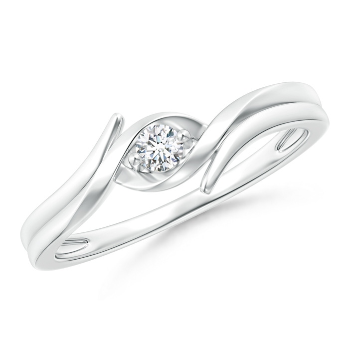 2.7mm GVS2 Solitaire Round Diamond Ribbon Bypass Ring in White Gold