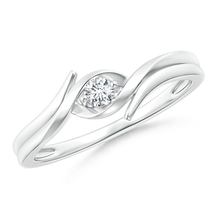 2.7mm GVS2 Solitaire Round Diamond Ribbon Bypass Ring in White Gold 