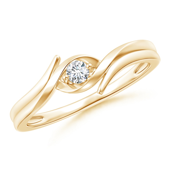 2.7mm GVS2 Solitaire Round Diamond Ribbon Bypass Ring in Yellow Gold