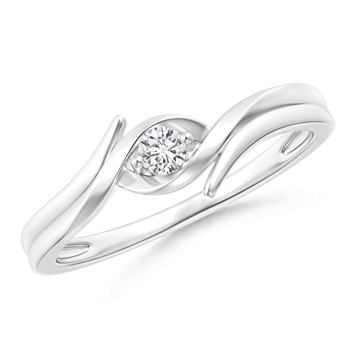 2.7mm HSI2 Solitaire Round Diamond Ribbon Bypass Ring in 10K White Gold 