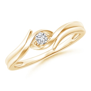 2.7mm HSI2 Solitaire Round Diamond Ribbon Bypass Ring in 9K Yellow Gold