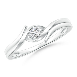 2.7mm HSI2 Solitaire Round Diamond Ribbon Bypass Ring in White Gold