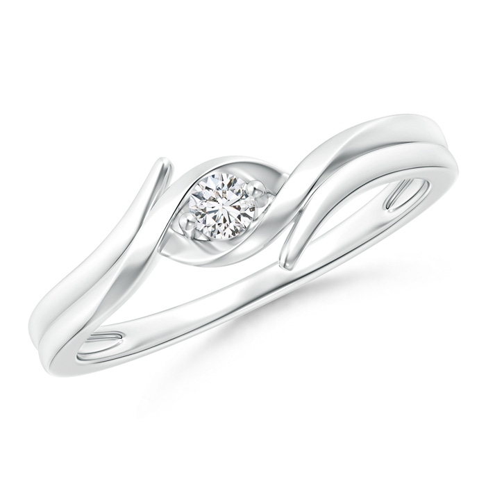 2.7mm HSI2 Solitaire Round Diamond Ribbon Bypass Ring in White Gold 