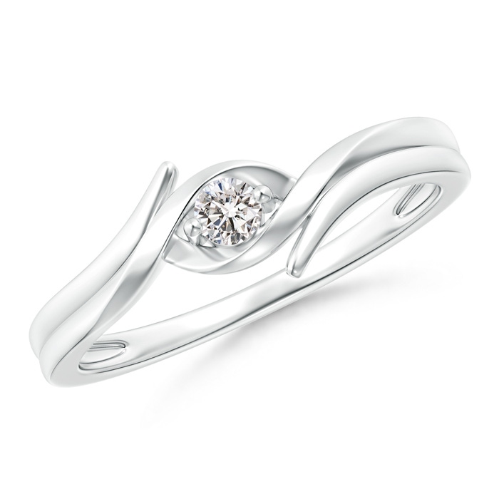 2.7mm IJI1I2 Solitaire Round Diamond Ribbon Bypass Ring in White Gold 