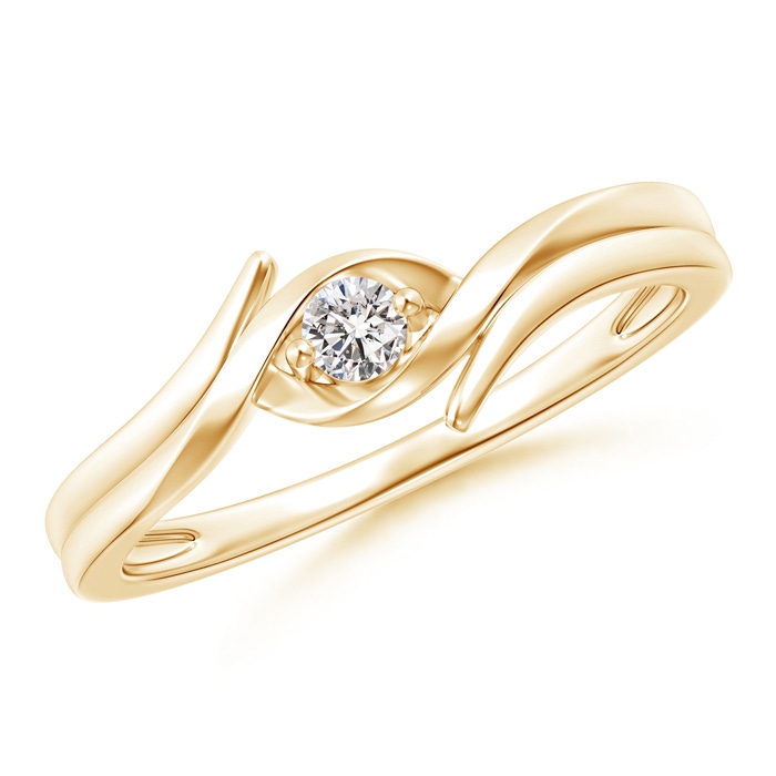 2.7mm IJI1I2 Solitaire Round Diamond Ribbon Bypass Ring in Yellow Gold 