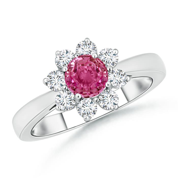 AAAA - Pink Sapphire / 1.25 CT / 14 KT White Gold