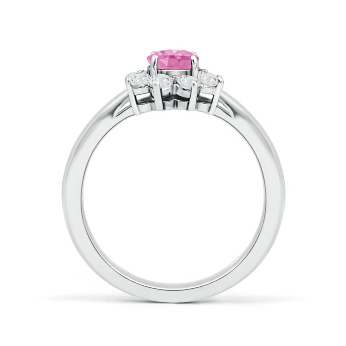 Tapered Shank Pink Sapphire and Diamond Flower Ring