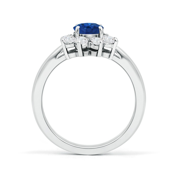 5.5mm AAA Tapered Shank Sapphire and Diamond Flower Ring in P950 Platinum product image
