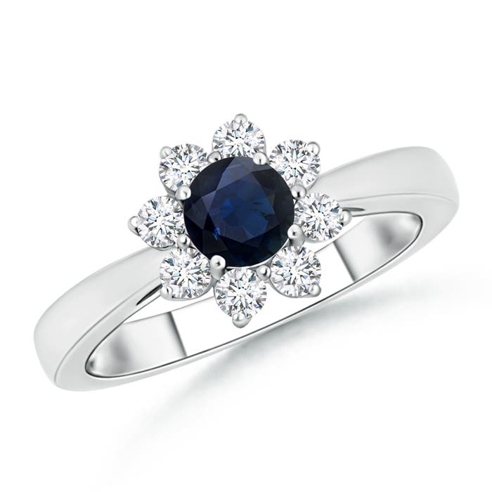 A - Blue Sapphire / 0.88 CT / 14 KT White Gold