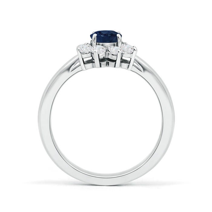 5mm AA Tapered Shank Sapphire and Diamond Flower Ring in P950 Platinum product image