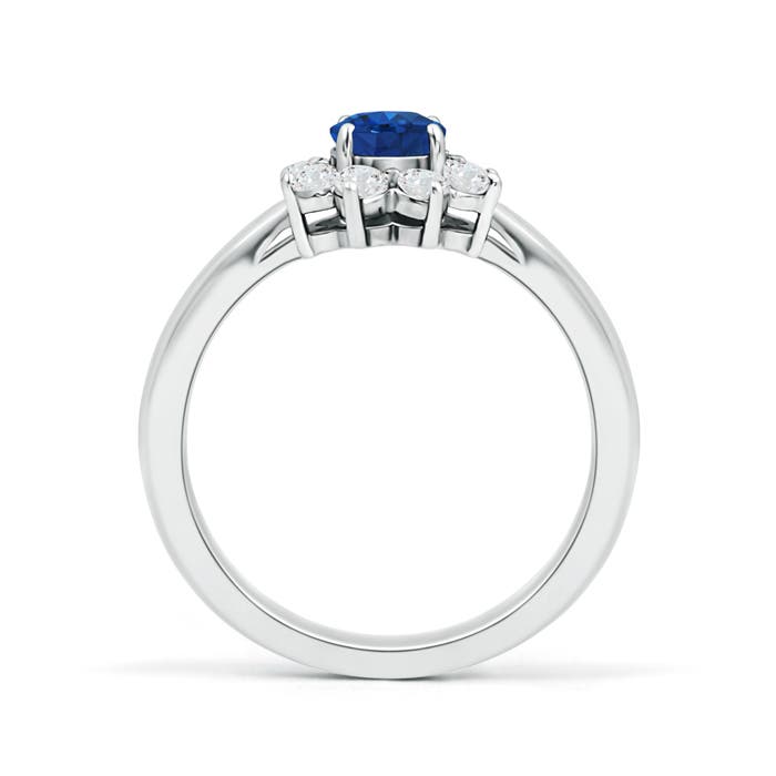 AAA - Blue Sapphire / 0.88 CT / 14 KT White Gold