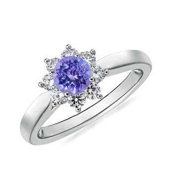 AAA - Tanzanite / 0.78 CT / 14 KT White Gold