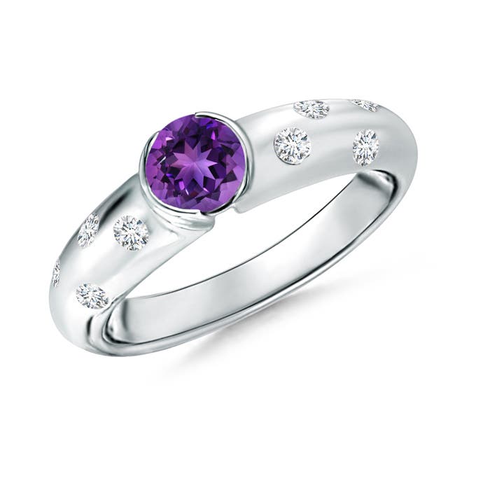 AAAA - Amethyst / 0.62 CT / 14 KT White Gold