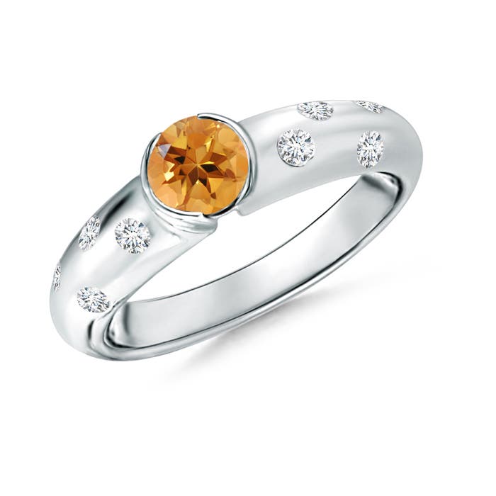 AA - Citrine / 0.62 CT / 14 KT White Gold