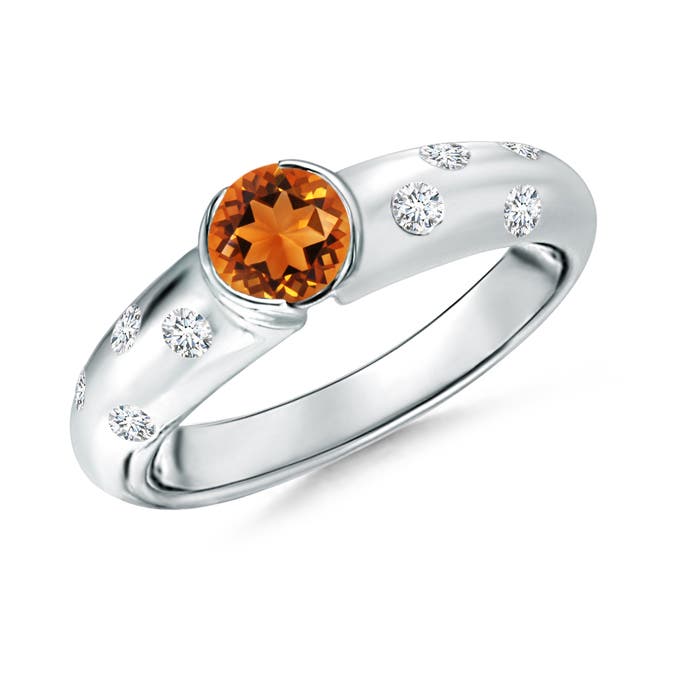 AAAA - Citrine / 0.62 CT / 14 KT White Gold