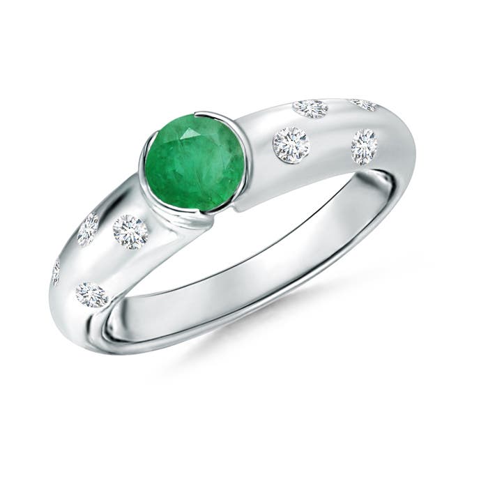 A - Emerald / 0.62 CT / 14 KT White Gold