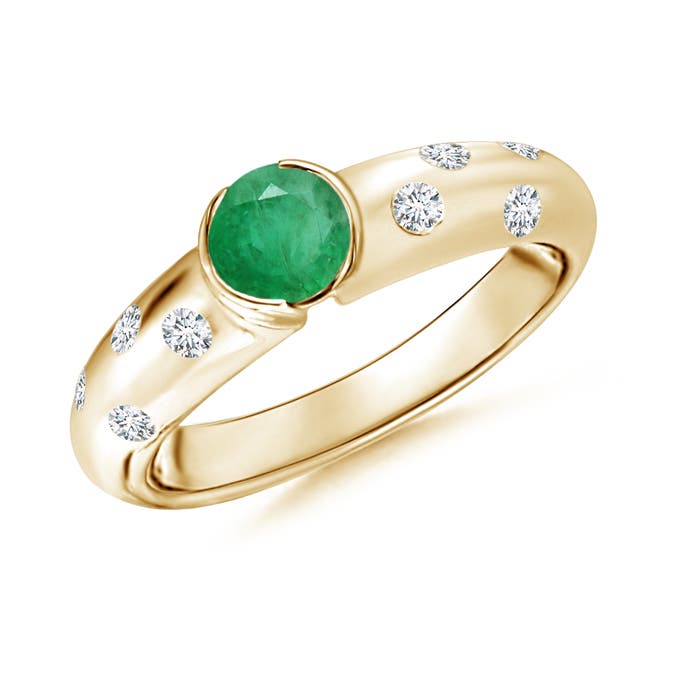 A - Emerald / 0.62 CT / 14 KT Yellow Gold