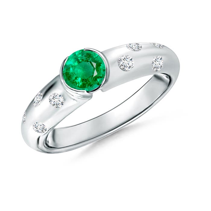 AAA - Emerald / 0.62 CT / 14 KT White Gold