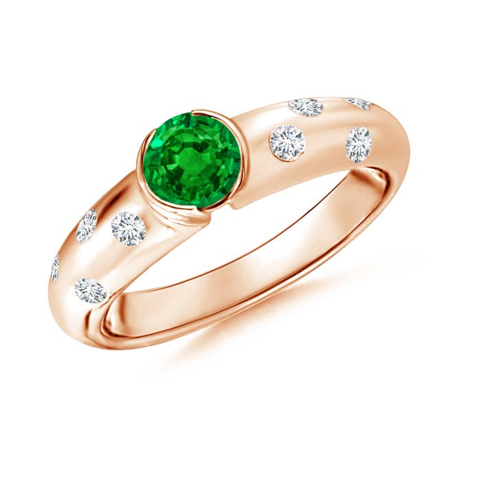 AAAA - Emerald / 0.62 CT / 14 KT Rose Gold