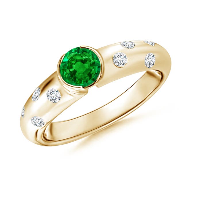 AAAA - Emerald / 0.62 CT / 14 KT Yellow Gold