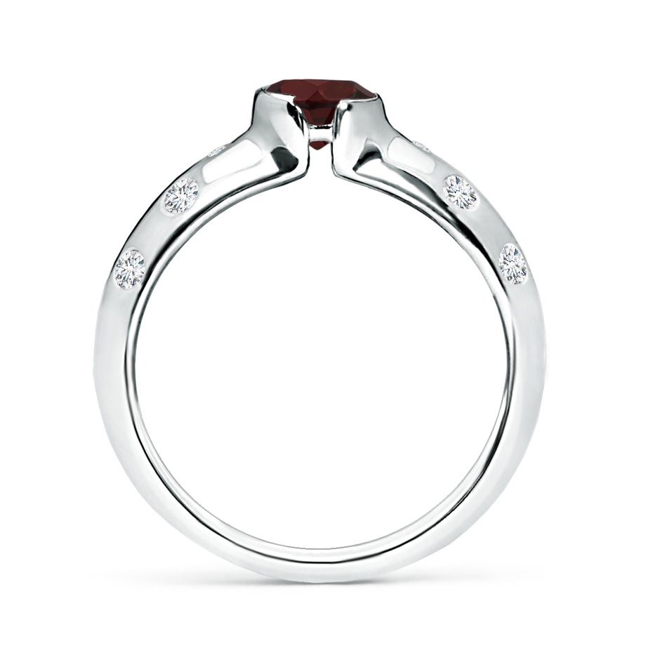 5mm A Semi Bezel Dome Garnet Ring with Diamond Accents in White Gold side-1