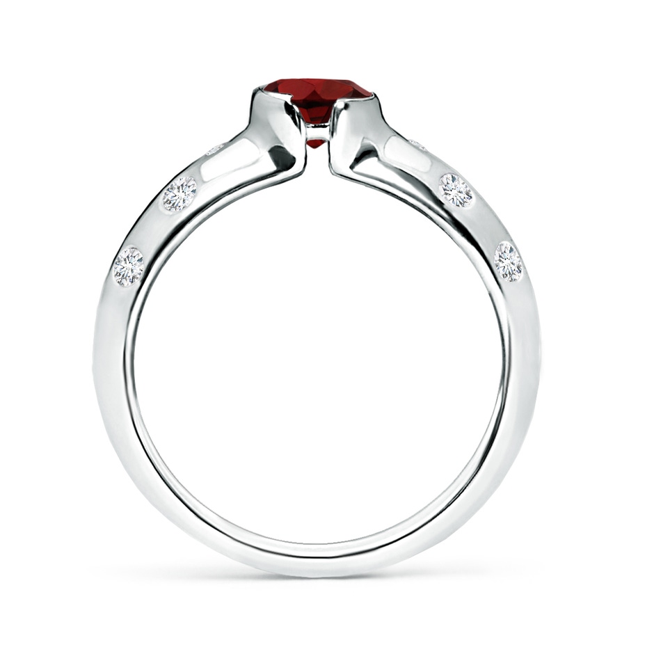 5mm AAA Semi Bezel Dome Garnet Ring with Diamond Accents in White Gold side-1