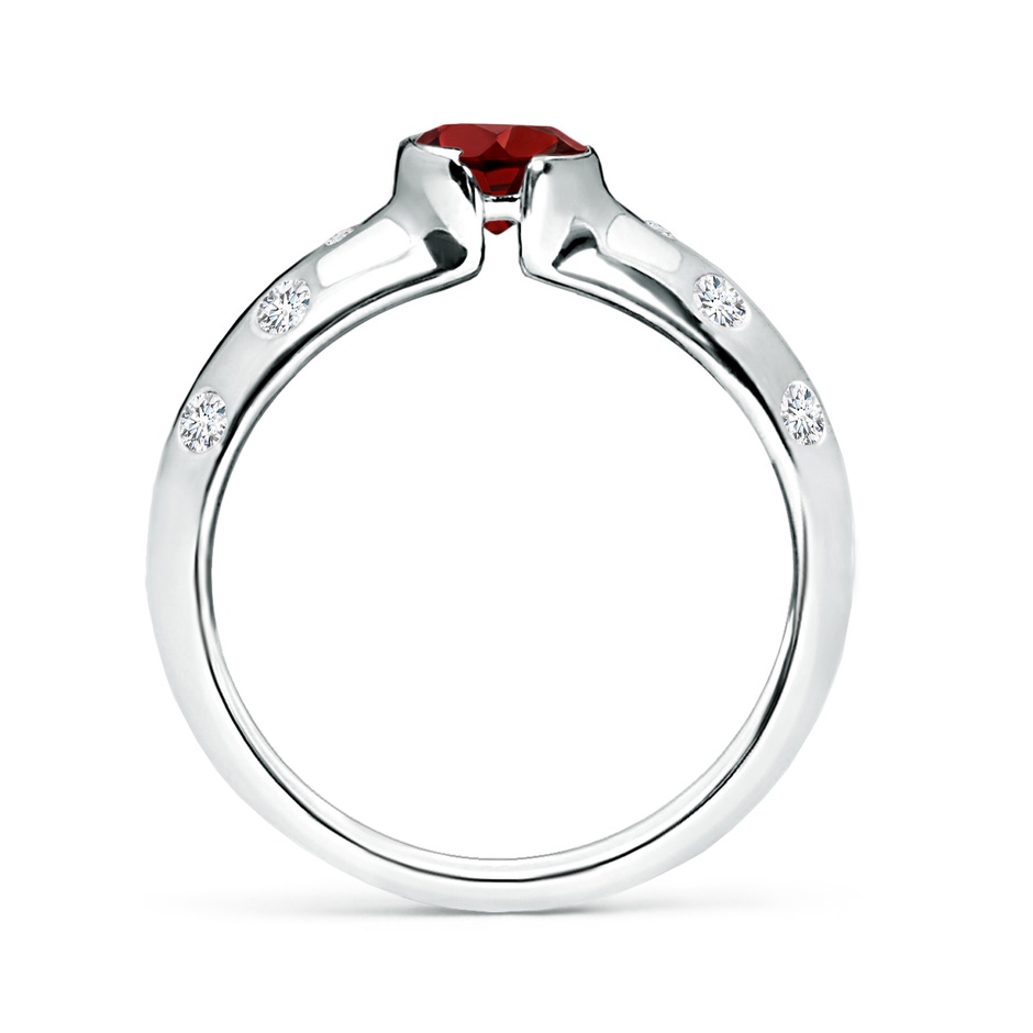5mm AAAA Semi Bezel Dome Garnet Ring with Diamond Accents in White Gold side-1