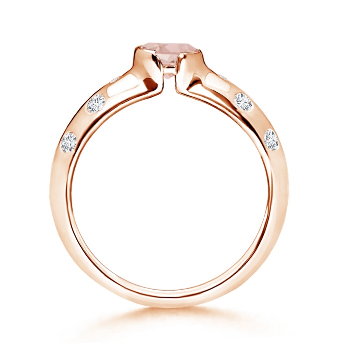 5mm AAAA Semi Bezel Dome Morganite Ring with Diamond Accents in Rose Gold side-1