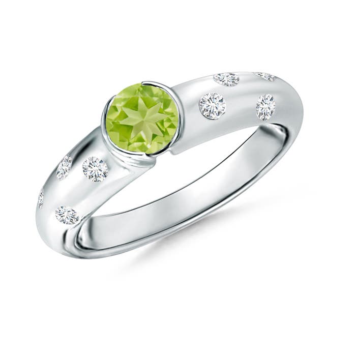 AA - Peridot / 0.72 CT / 14 KT White Gold