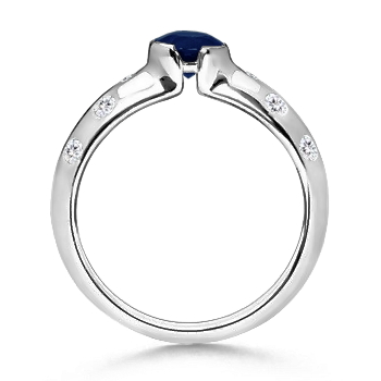5mm A Semi Bezel Dome Blue Sapphire Ring with Diamond Accents in White Gold product image