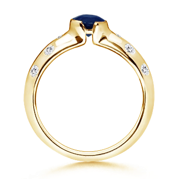 5mm AA Semi Bezel Dome Blue Sapphire Ring with Diamond Accents in Yellow Gold product image