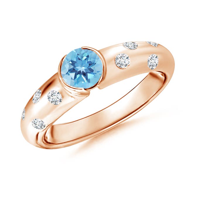 A - Swiss Blue Topaz / 0.77 CT / 14 KT Rose Gold